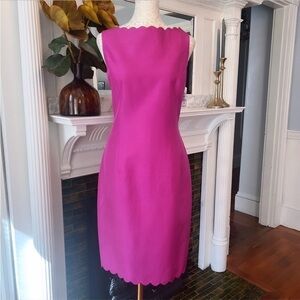 NWT LAUNDRY By Shelli Segal 100% Silk Magenta Sleeveless Sheath Dress Size 12